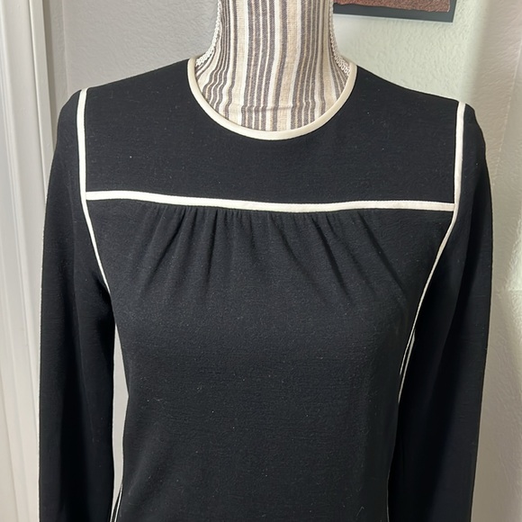 ELIE TAHARI $200 Black White Long-Sleeve Wool-Blend Crew Neck Knit Dress size S - Picture 6 of 11